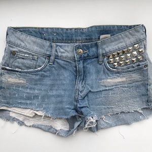 H&M Y2K low rise denim shorts with studs